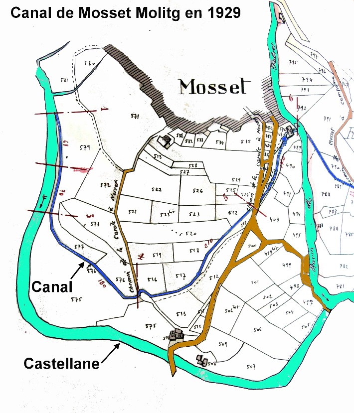 Plan 1929 Canal  sous Mosset
