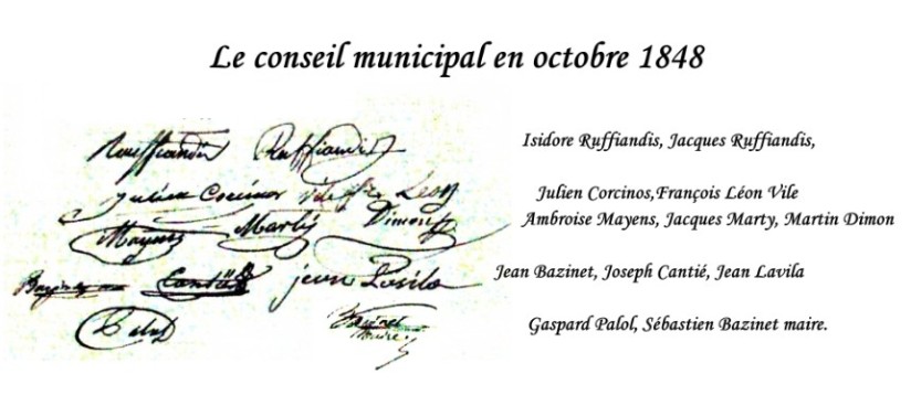 Conseil Municipal en octobre 1848 Signatures Conseil Municipal en octobre 1848