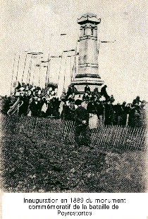 Inauguration en 1889 du ùonument commémoratif de la bataille de Peyrestortes. Peyrestortes
